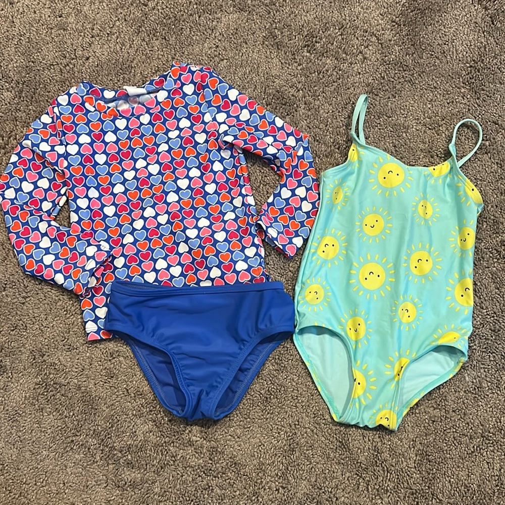 Toddler girls 2T swim one piece, rash guard 2 piece bundle
